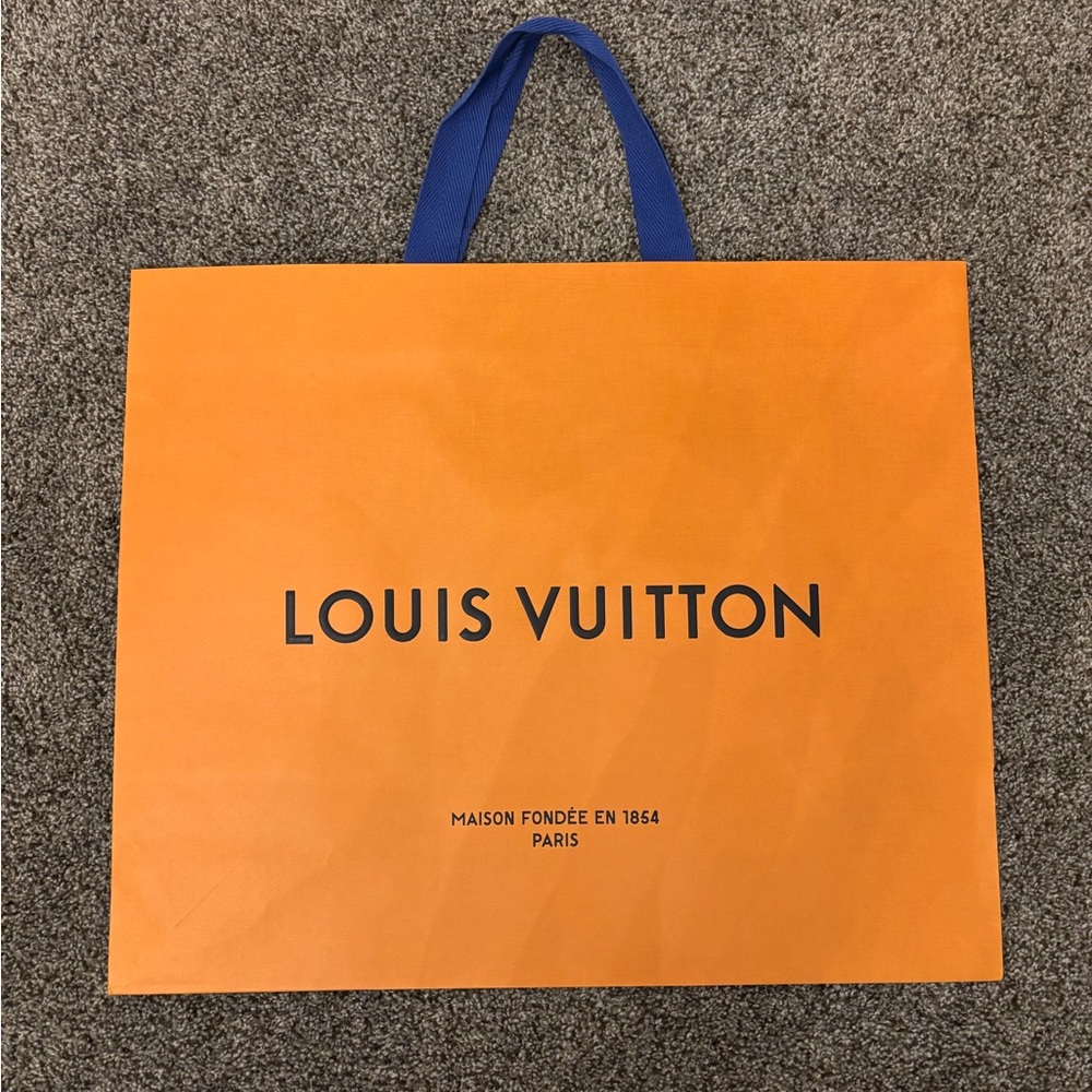 Louis Vuitton Bold Orange Tote with Blue Handles